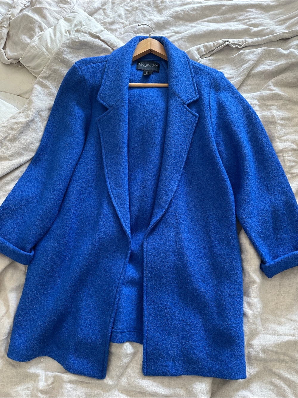 Rachel Zoe Cobalt Blue Open-Front Wool Blazer - Picture 2 of 3